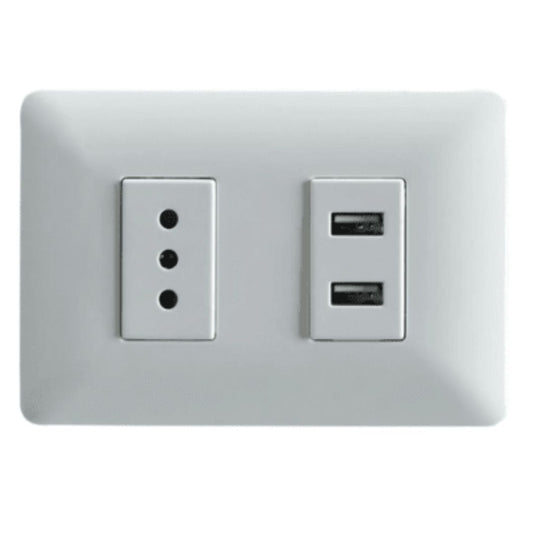 Enchufe simple 10A + toma usb blanca certificado