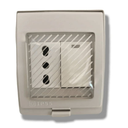 Hidrobox con enchufe simple 10/16A y interruptor 9/12 certificado