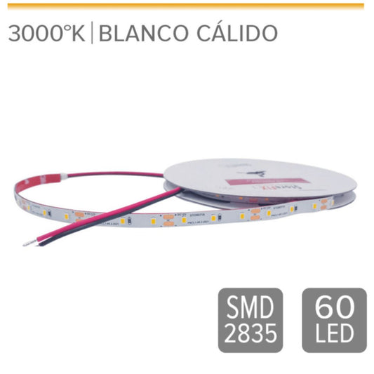 Cinta Led 4.8w 24V SMD 60L luz cálida