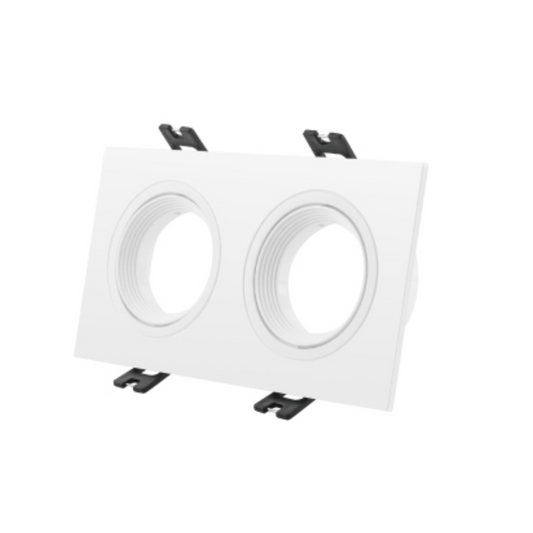 Aplique embutido rectangular doble para ampolletas GU10 blanco