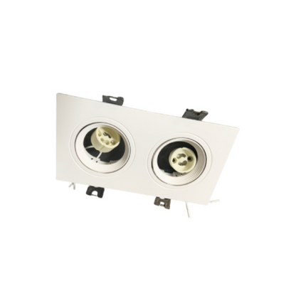 Aplique embutido rectangular doble para ampolletas GU10 blanco