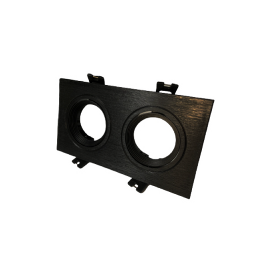 Aplique embutido rectangular para 2 ampolletas GU10 Negro