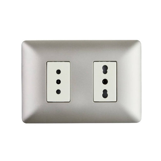 Enchufe simple 10A + enchufe bipaso 16A champagne certificado