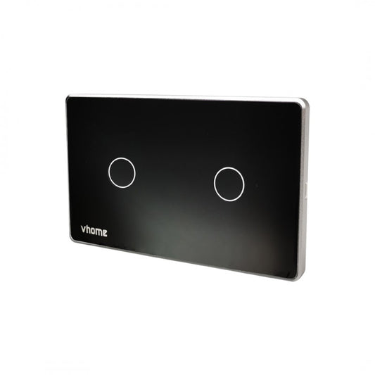 Interruptor Wifi RF Vector Design LN Black Touch 2 Canales Alexa Google