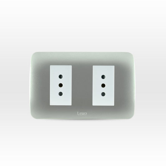 Enchufe doble 10A color plata certificado